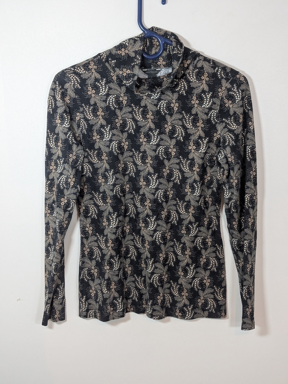 Polyester blend long sleeve blouse, Ann Taylor, floral print mock neck top